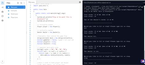 java code for blackjack game|Console Blackjack in Java (21) .
